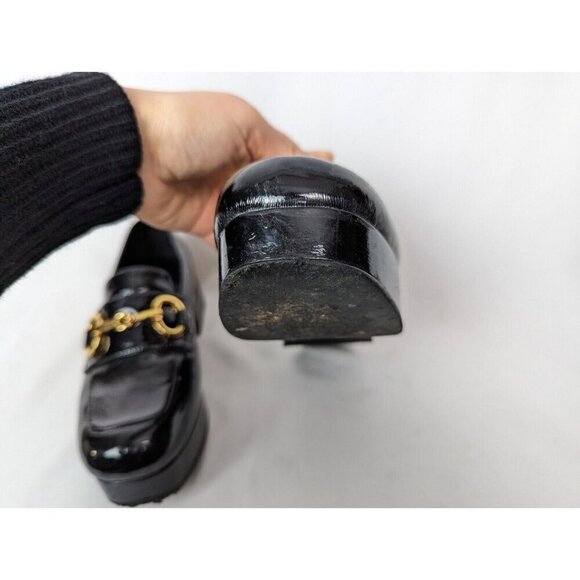 Jeffrey Campbell 7 Student Black Patent Leather Heel Shoes Loafer Bit Grunge - Picture 10 of 16